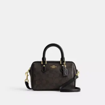 In Transit - Coach Mini Rowan Crossbody Bag In Signature Canvas (Walnut)