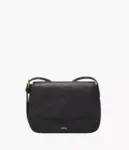 Fossil Kasey Leather Flap Crossbody Bag (Black)