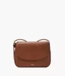 Fossil Kasey Leather Flap Crossbody Bag (Brown)