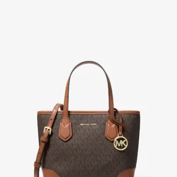 In Transit - Michael Kors Eva Extra-Small Signature Logo Convertible Tote Bag (Brown)