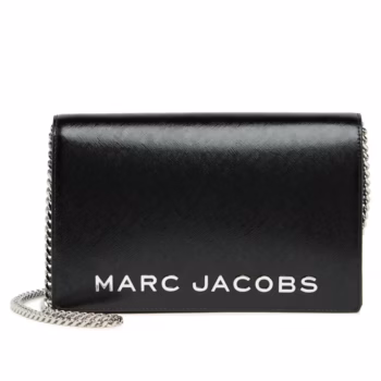 Marc Jacobs Party On A Chain Clutch and Crossbody Leather Bag (Black)