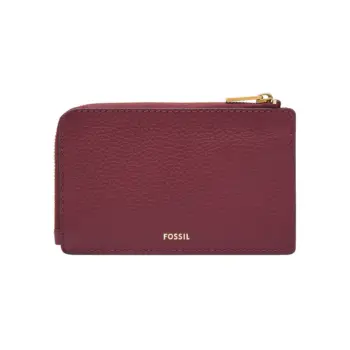 Fossil Jori Zip Card Case in Leather (Cabernet)