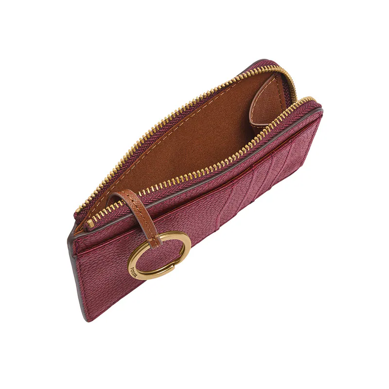 Fossil Jori Zip Card Case in Leather (Cabernet)1