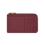 Fossil Jori Zip Card Case in Leather (Cabernet)