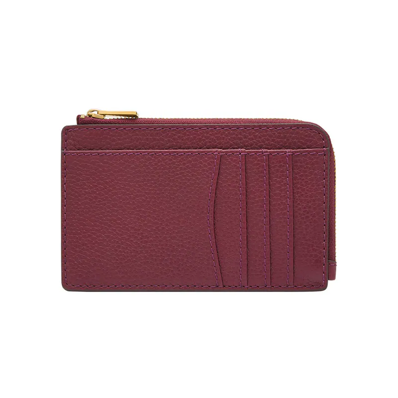 Fossil Jori Zip Card Case in Leather (Cabernet)2