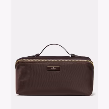 In Transit- Kate Spade Carter Nylon Travel Cosmetic Pouch (Hot Fudge)