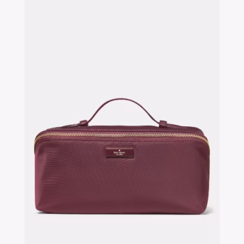 In Transit- Kate Spade Carter Nylon Travel Cosmetic Pouch (Deep Cherry)