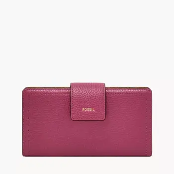 Fossil Logan RFID Tab Clutch Wallet (Pink)