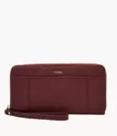 Fossil Jori RFID Zip Leather Clutch Wallet (Cabernet)