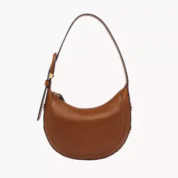 Fossil Harwell Leather Crescent Bag (Brown)